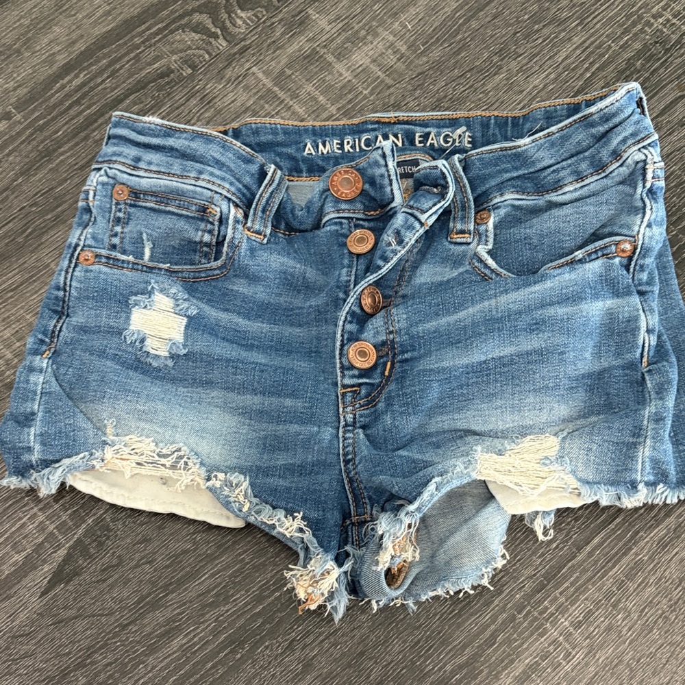 American Eagle Outfitters Distressed Blue Jean Shorts
